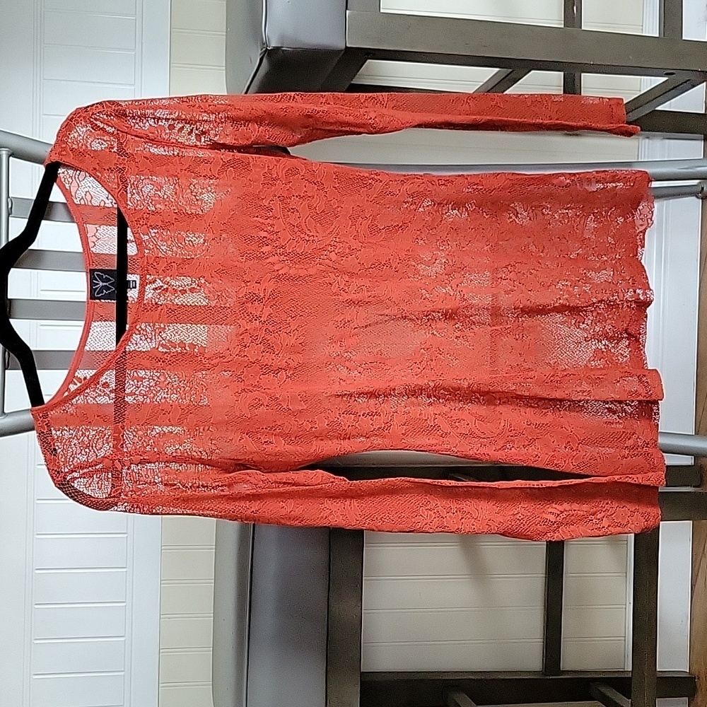 Long sleeve, Lacy orange top